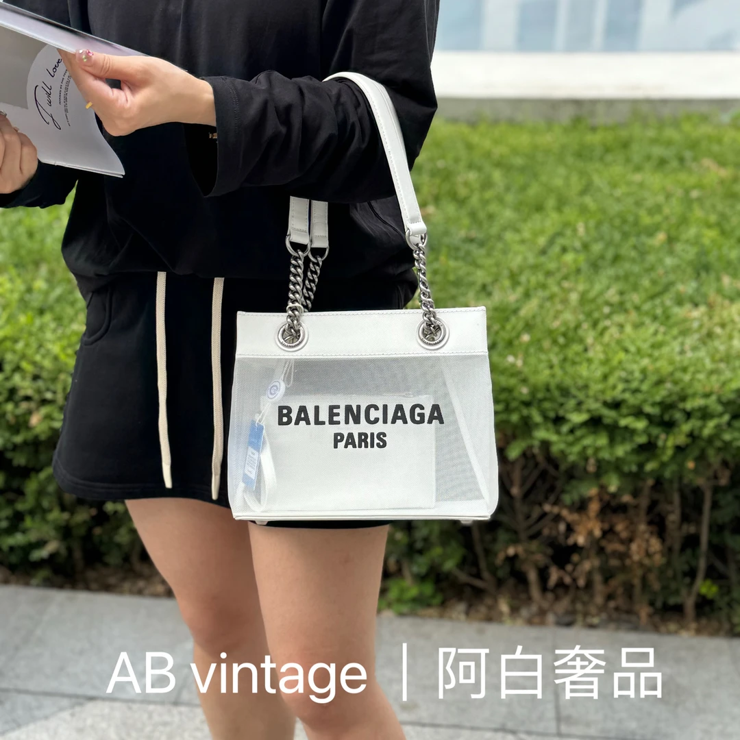 95新 Balenciaga/巴黎世家 阿白奢品/巴黎世家 网纱拼接托特包