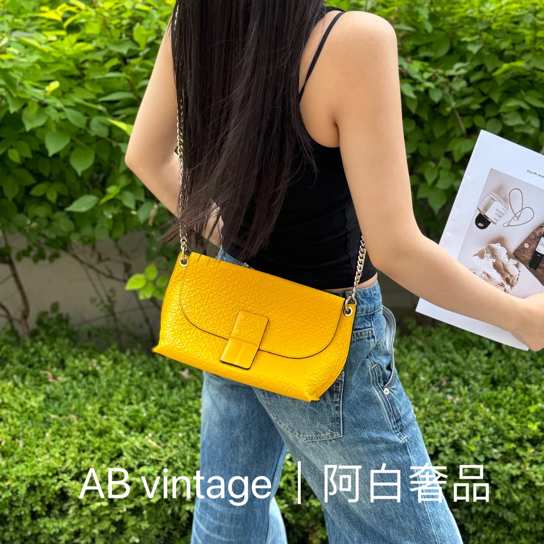 95新 LOEWE/罗意威 阿白奢品/罗意威 压纹老花斜挎包