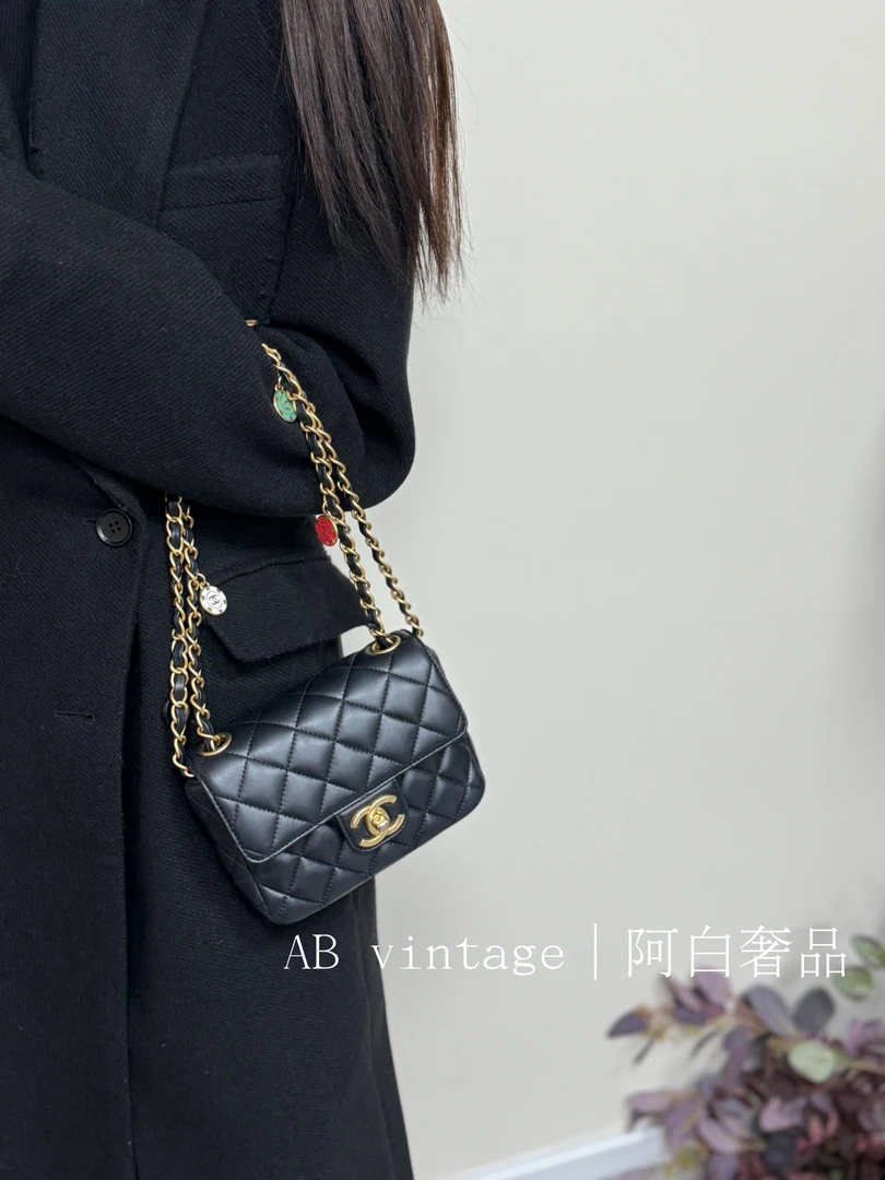 95新 Chanel/香奈儿 阿白奢品/香奈儿 23c徽章链条方胖子 大全套