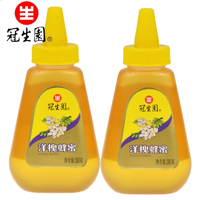 上海冠生园洋槐蜂蜜280g纯洋槐花蜜瓶装尖嘴挤压蜂蜜瓶蜜蜂便携带