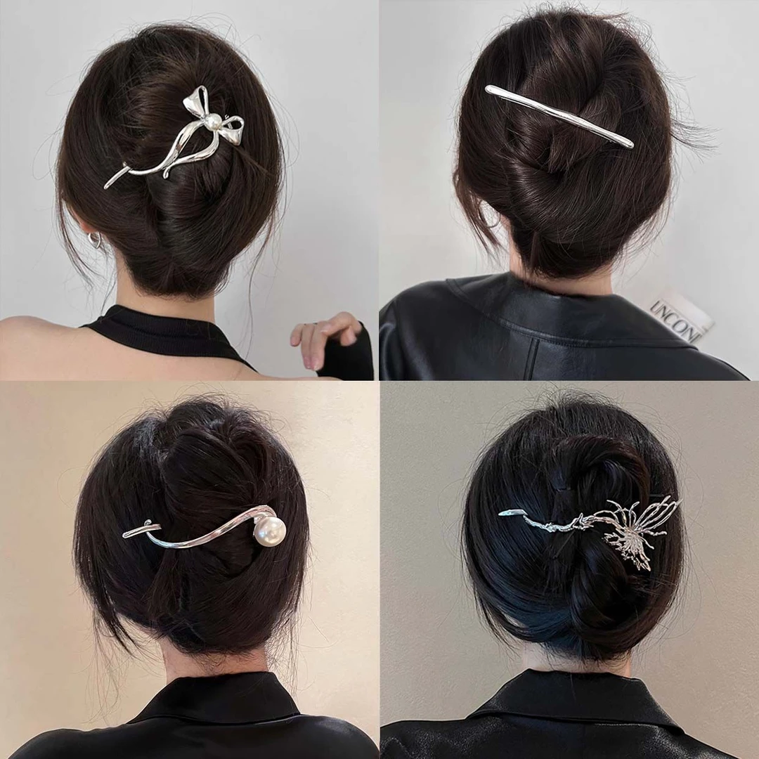 优雅蝴蝶结青蛙扣发夹女2023新款爆款盘发夹网红气质一字夹发饰