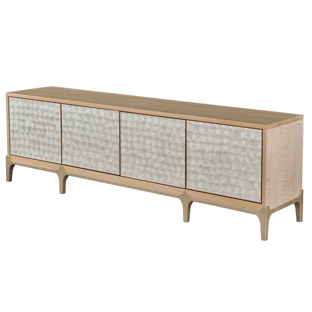 法思哲美式轻奢实木大户型客厅卧室贝壳工艺整装电视柜门厅家用