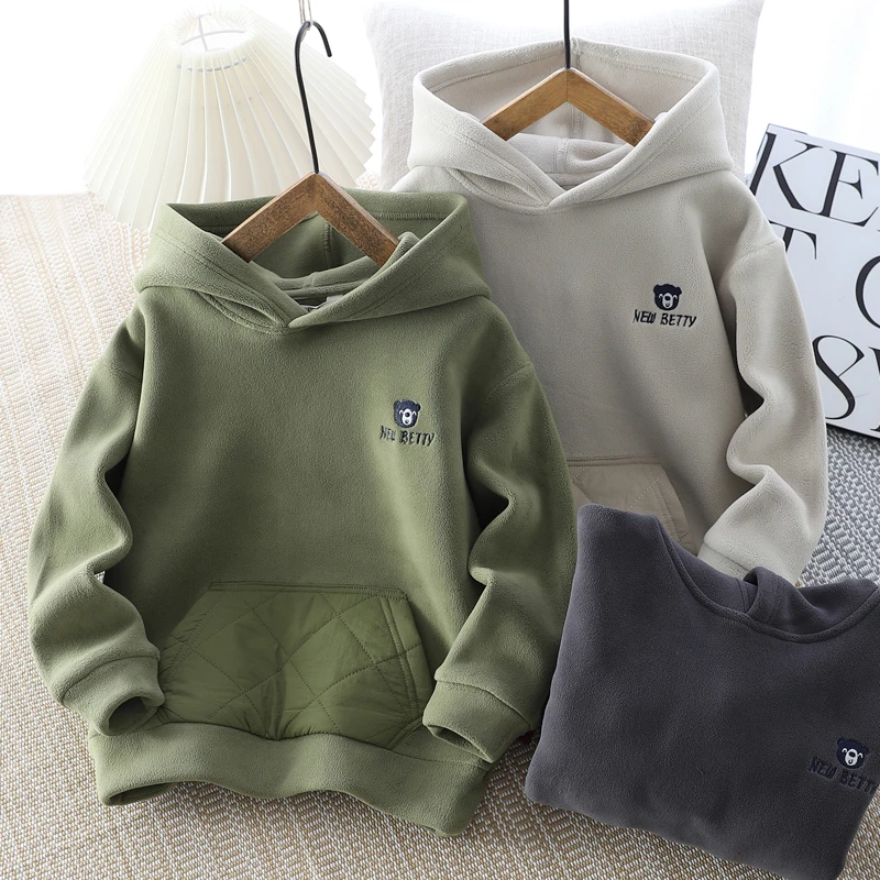 A类面料~男童连帽卫衣秋冬款新款儿童加绒加厚中大童套头卫衣上衣