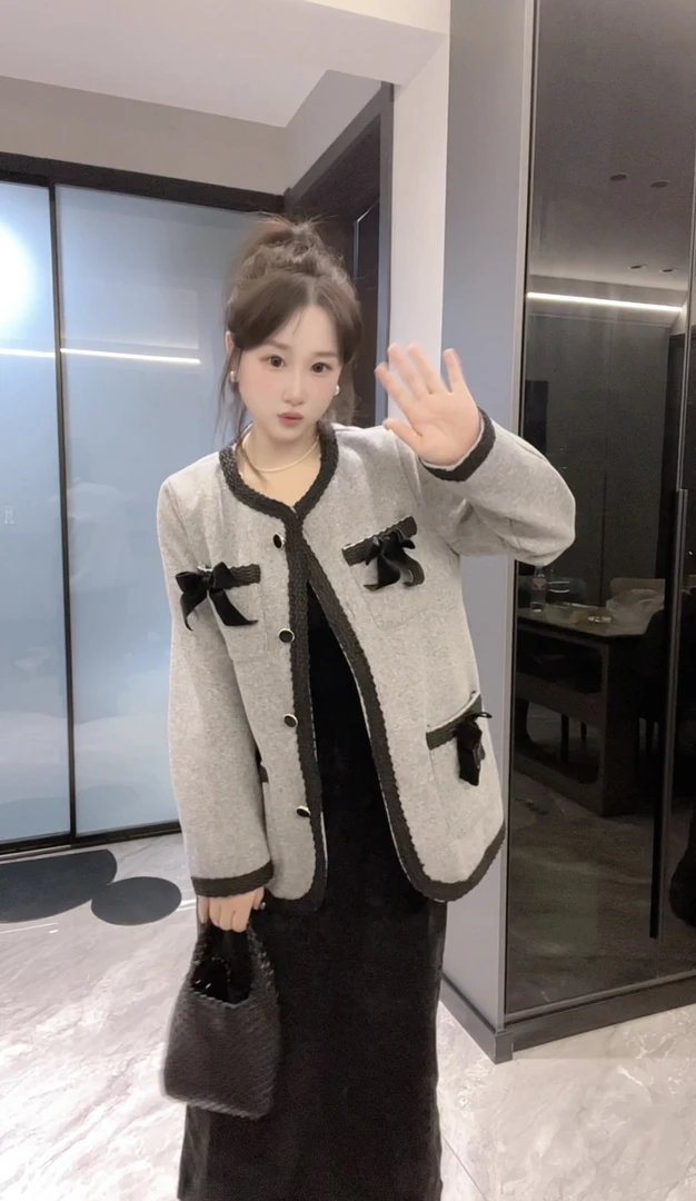 今年爆款小香风毛呢外套女秋冬胖mm独特超好看上衣2024新款