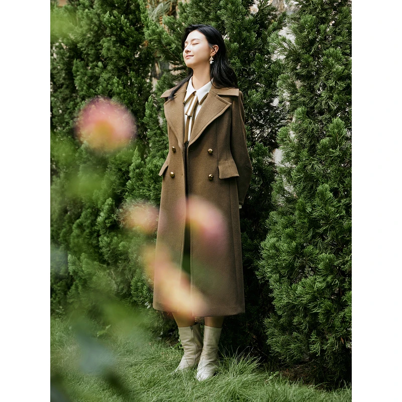 莱芙·艾迪儿【商场同款】长款毛呢显瘦气质时尚女士长大衣1E4D65124