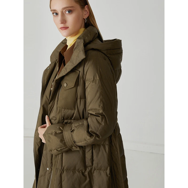 莱芙·艾迪儿白鸭绒羽绒服时尚休闲女士连帽保暖羽绒服1W4Y68179