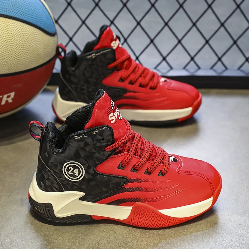 科比篮球鞋儿童冬季中大童初中生运动鞋男童加绒二棉鞋子初中学生