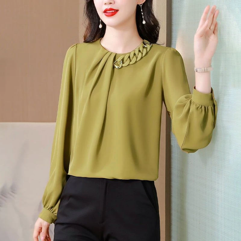 衬衣女长袖时尚减龄百搭打底衬衫2024秋装新款中年妈妈气质上衣潮