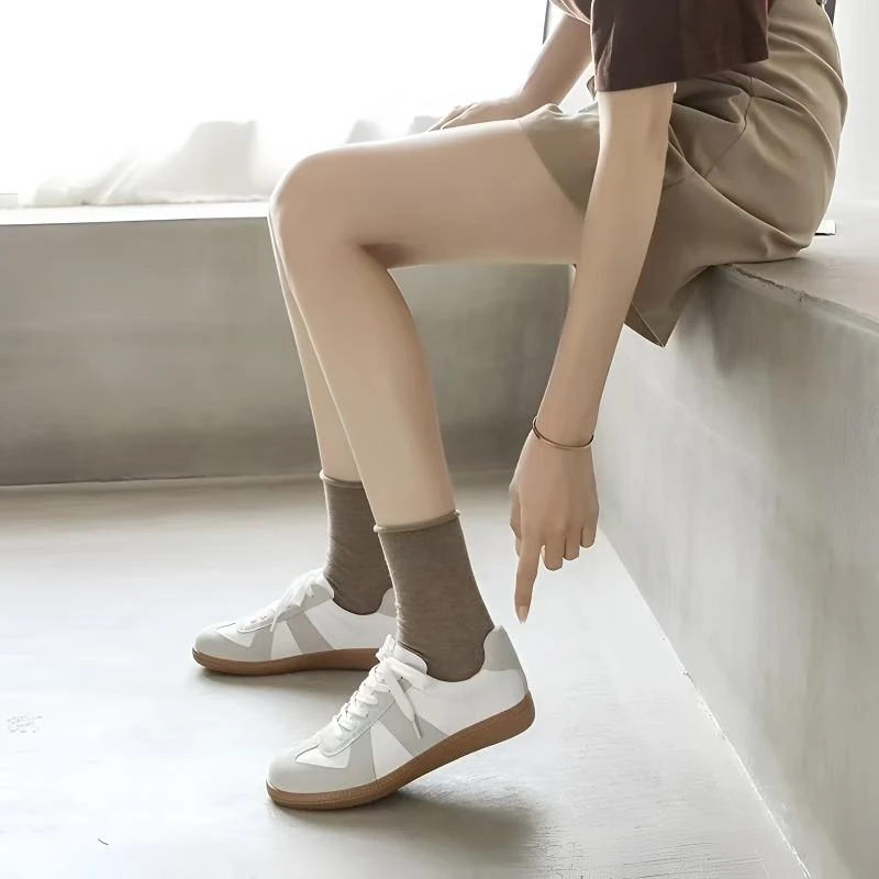 德训鞋子女时尚低帮秋季百搭透气复古小众真皮潮流潮鞋休闲鞋