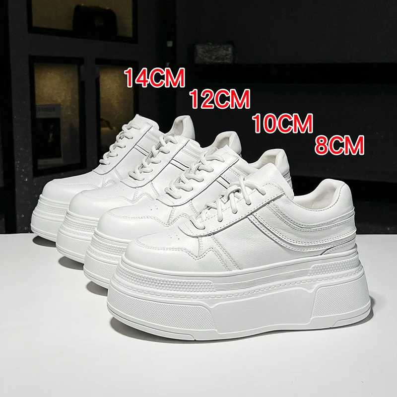 欧货10厘米隐形内增高休闲鞋厚底小个子14CM松糕鞋时尚小白鞋12CM