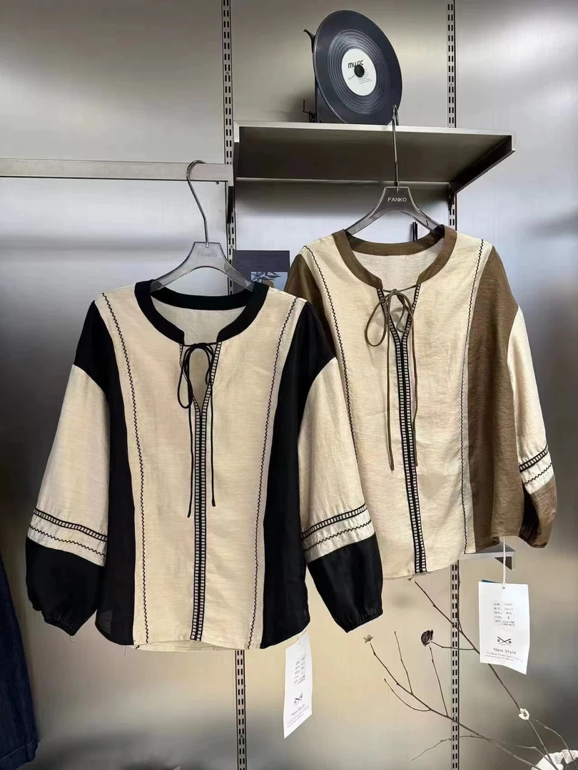 Manmi   设计款民族风长袖T恤   8312（B7↓）