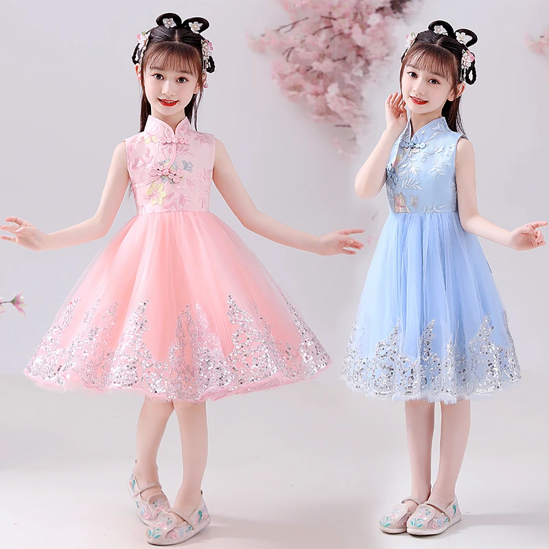 儿童汉服夏装新款洋气女童中国风古风旗袍公主裙甜美小汉服女童