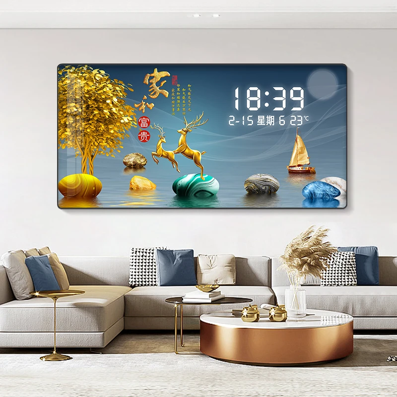 A7 【PVC数显合集】简约数显挂钟客厅装饰画餐厅钟表显示万年历