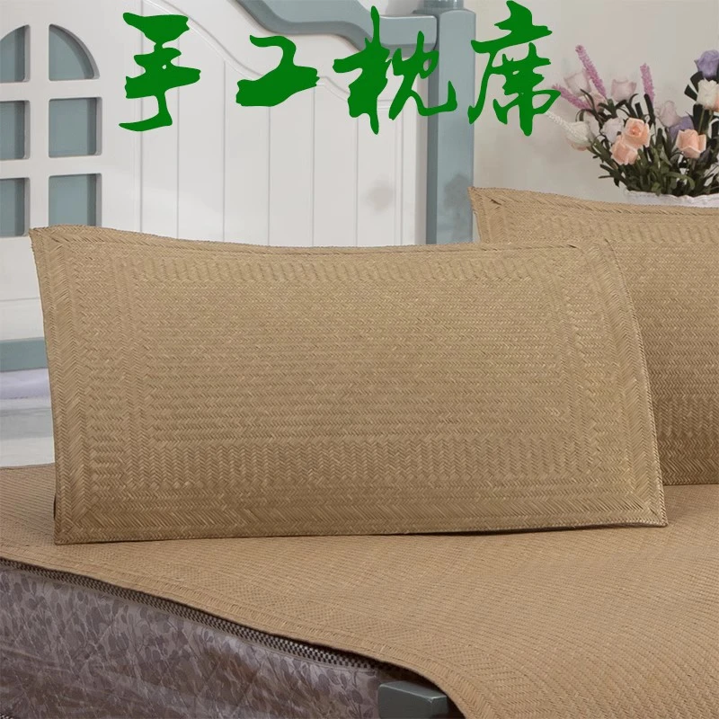 凉席老式竹枕席纯头青细篾水竹席益阳编织夏季竹枕片席子现货款