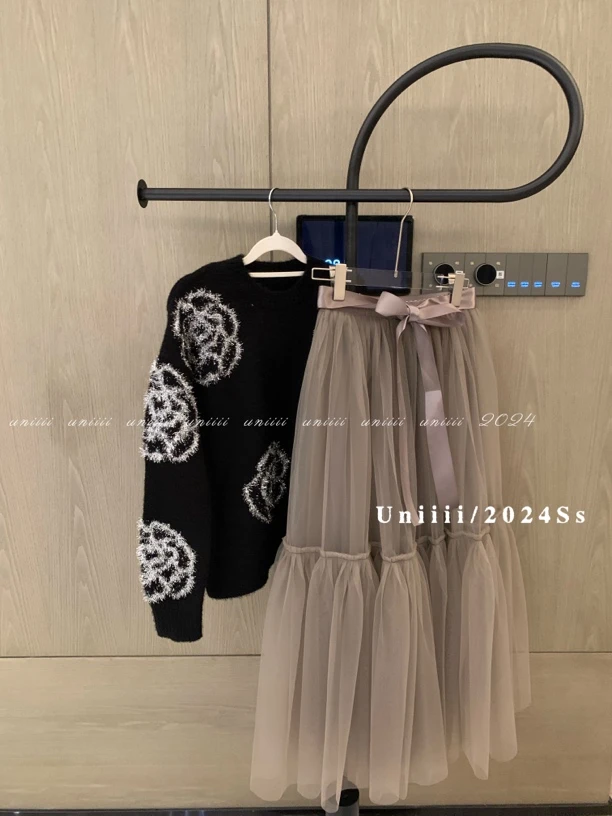 Uniiii【清冷感千金】网纱半身裙（实物颜色请看直播回放细节等有说）