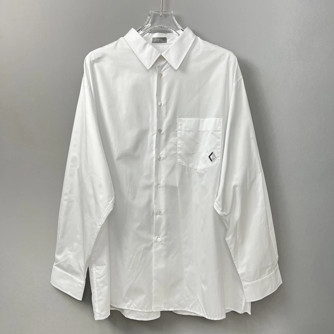 全新未使用 DIOR/迪奥 男装白色重工CD几何图案长袖衬衫101950