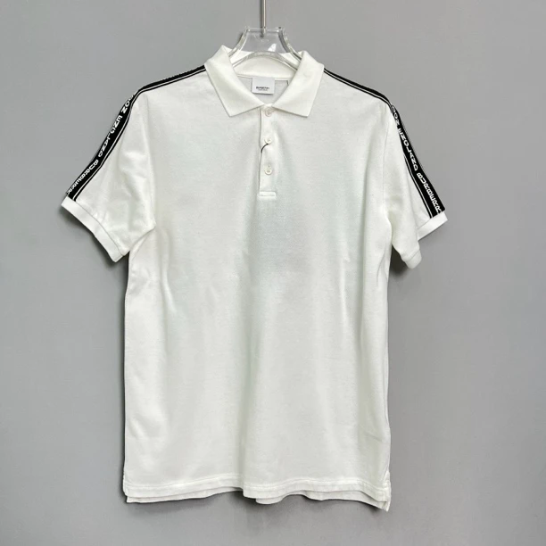 全新未使用 BURBERRY/博柏利 男士白色休闲运动翻领poloT恤100311
