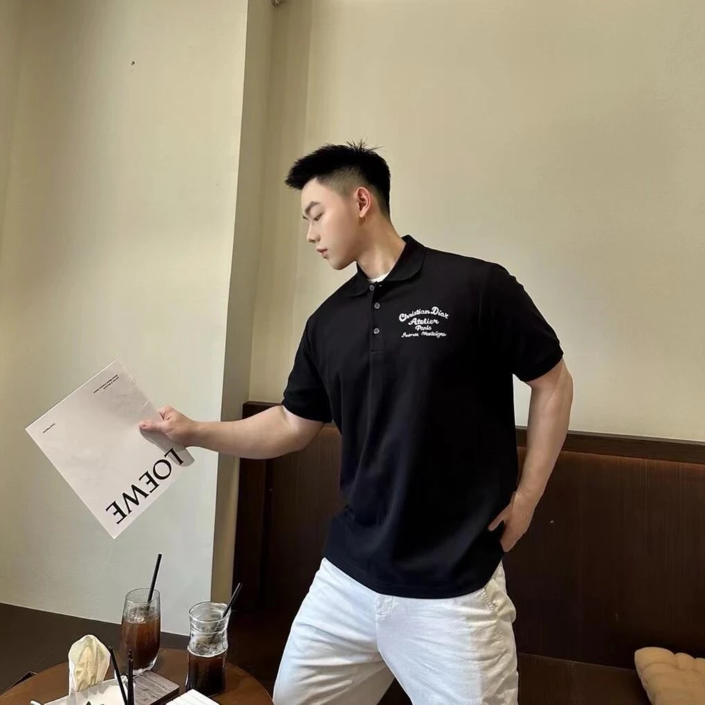 全新未使用 DIOR/迪奥 男士经典刺绣字母Logo 短袖Polo衫101913