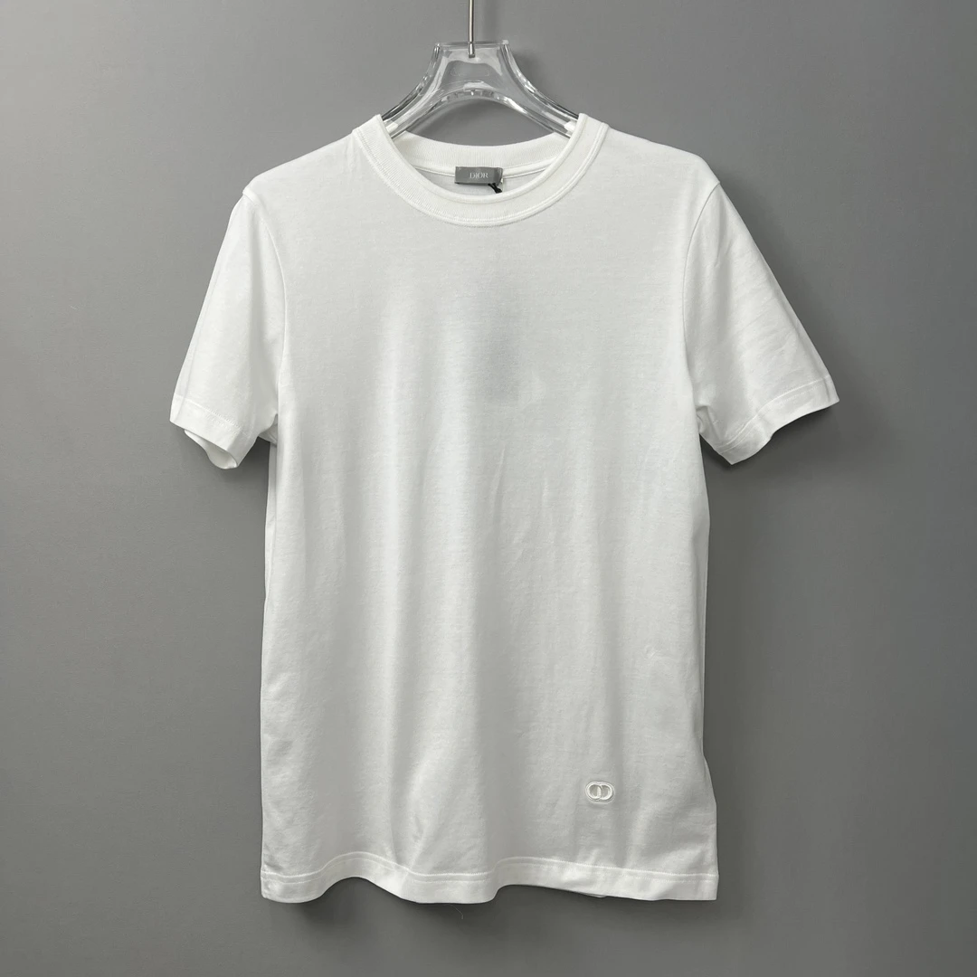 全新未使用 DIOR/迪奥 男士白色经典时尚休闲CD刺绣短袖T恤101954