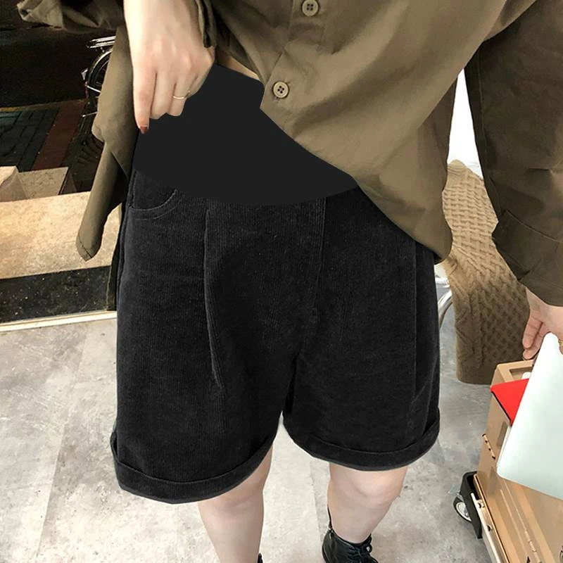 孕妇短裤秋冬外穿网红孕妇裤时尚灯芯绒宽松五分裤春秋季托腹靴裤