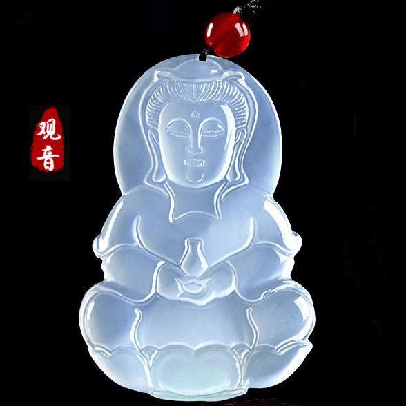 天然玛瑙玉髓观音吊坠男款冰透挂件