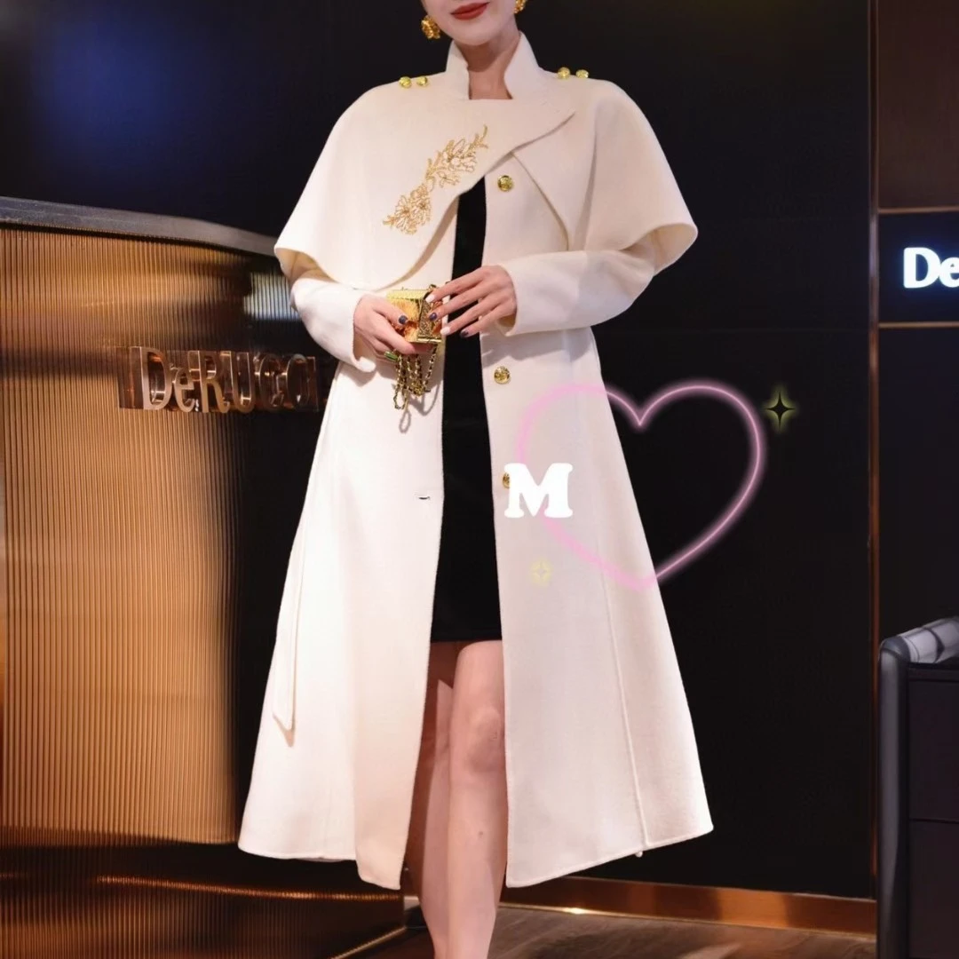 城市部落中长款羊绒长款双面呢气质时尚轻奢设计师秋冬绵羊毛