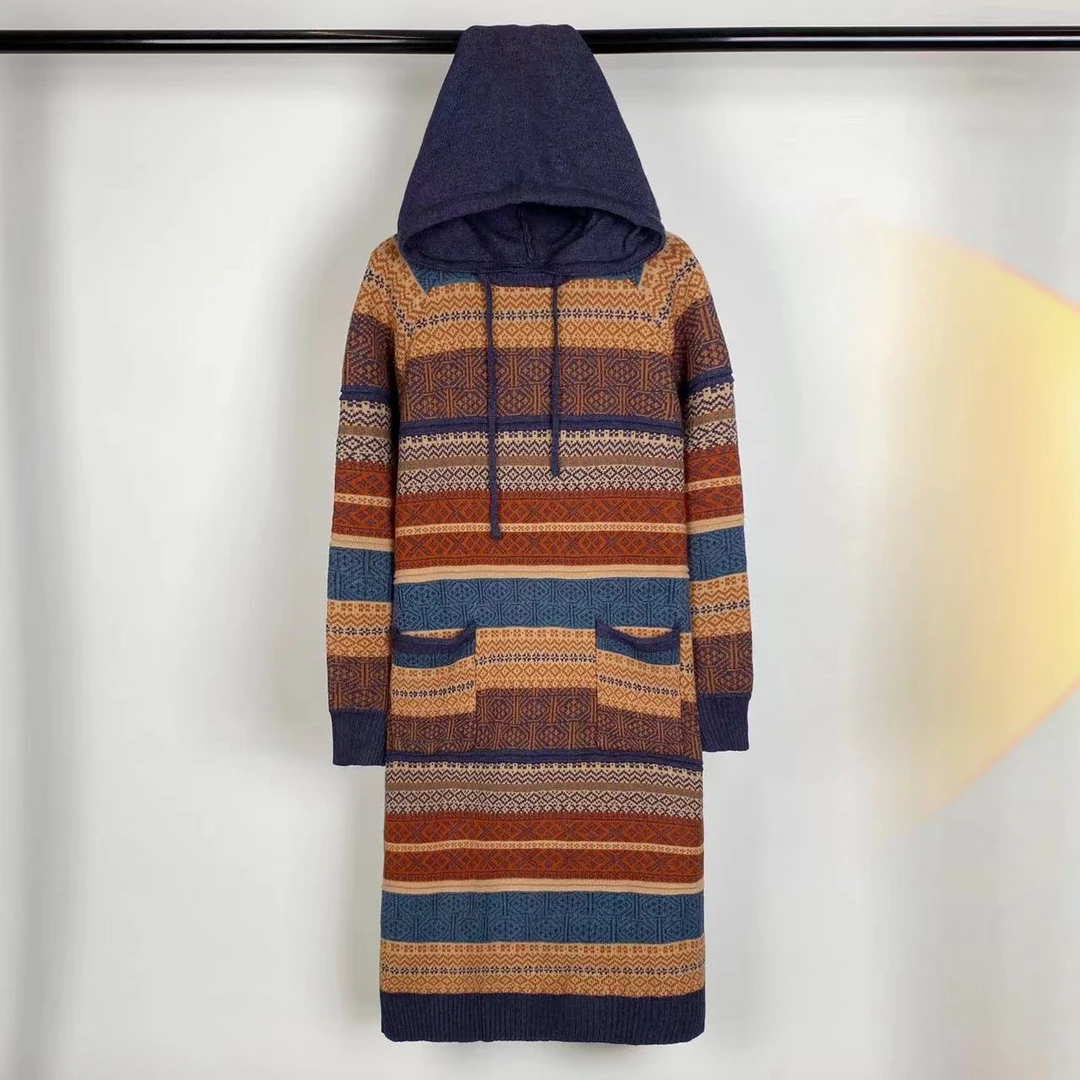 娜三月【草木染】腔调穿搭秋冬保暖文艺休闲减龄百搭加厚毛织裙2573