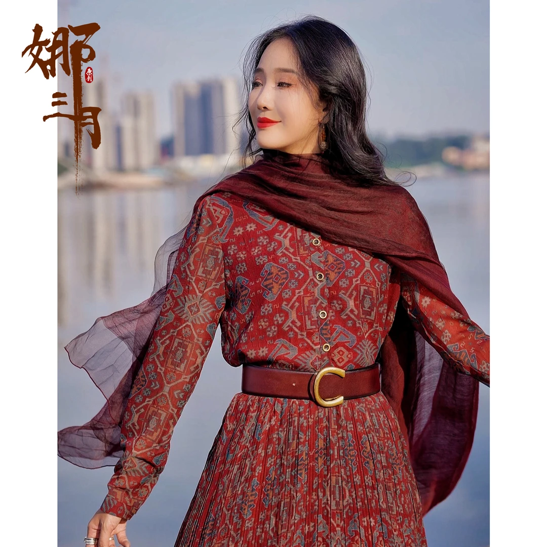 娜三月【青瓷】腔调穿搭原创波西米亚气质女神手工长裙957民族风XY