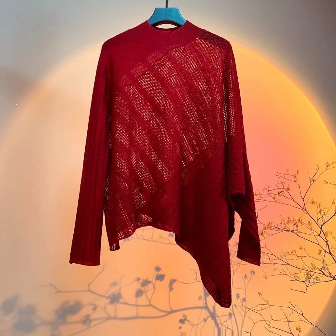 娜三月［草木染］腔调穿搭复古升级款经典女神不规则绵羊毛衫S1521