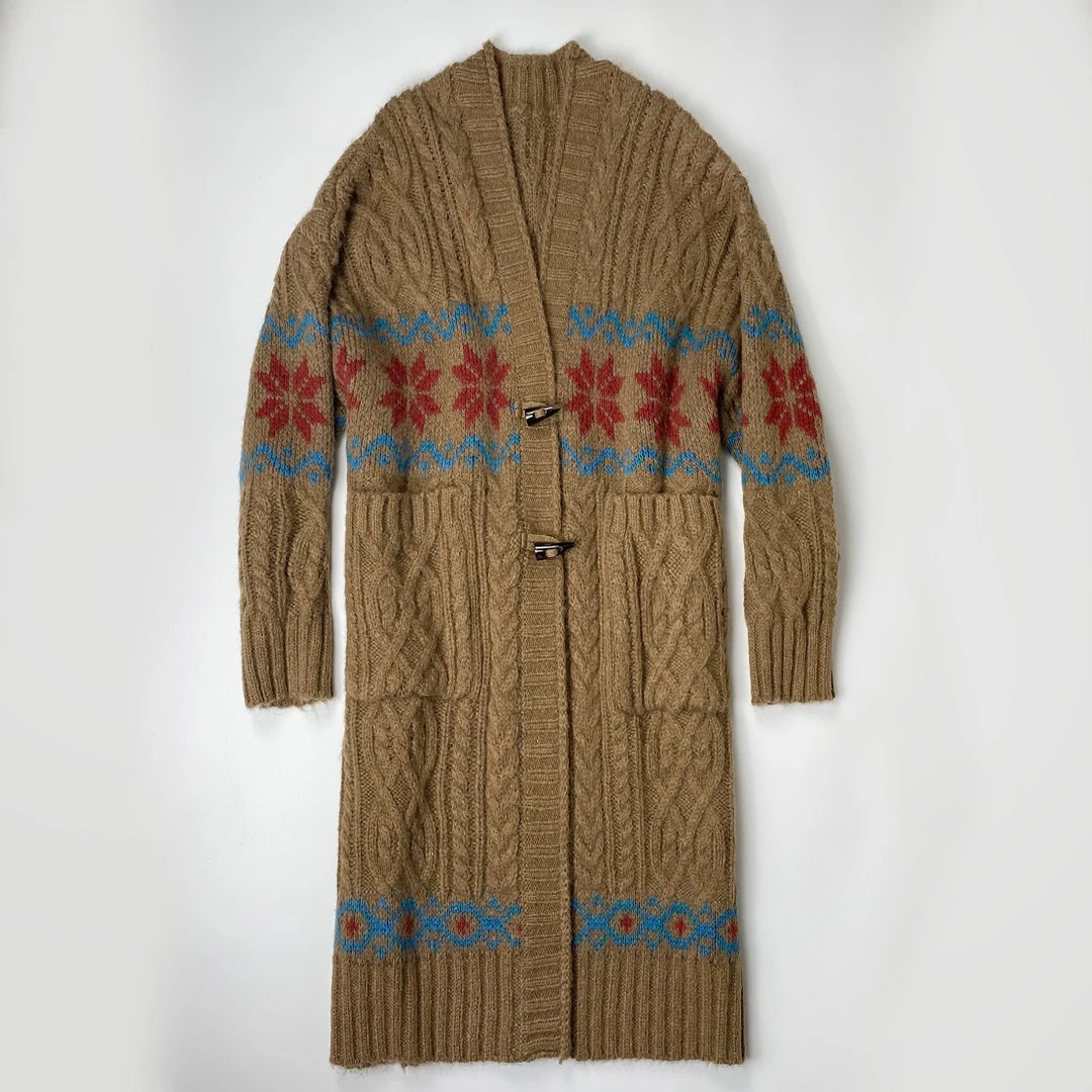 娜三月娜三月【草木染】小青复古秋冬厚款手工提花慵懒风9356外套XY