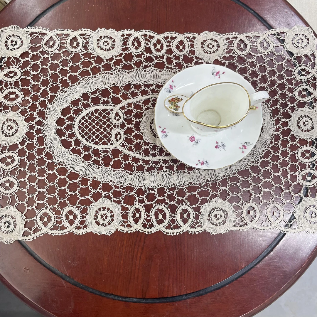 E314 本灰色手工青州府长方盘垫棉质30*45cm