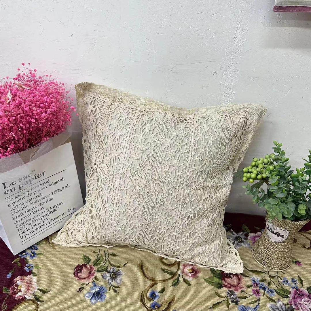 B220 本色钩针 靠垫套 45*45cm 一对