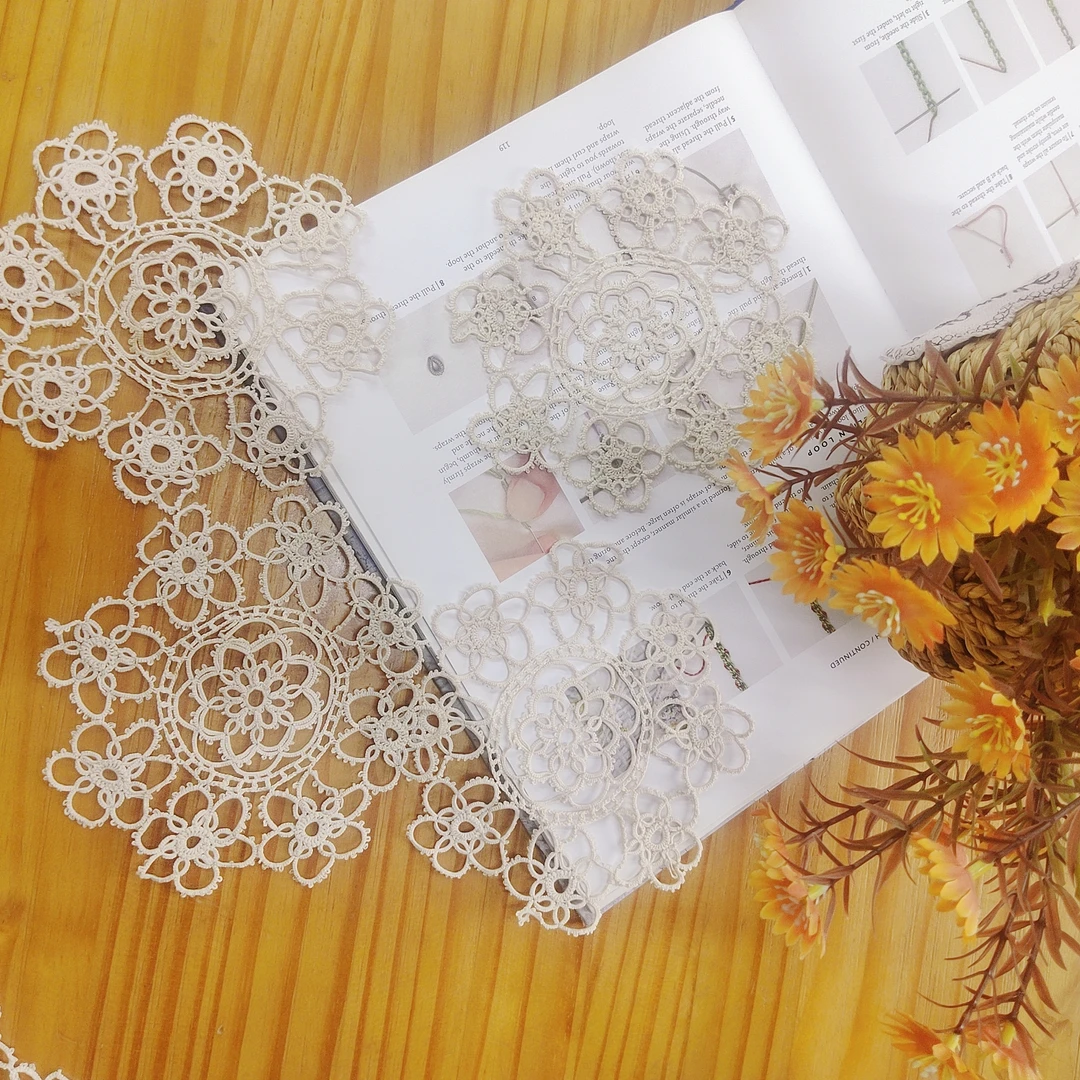 手工梭子钩针盘垫 14cm  10片出