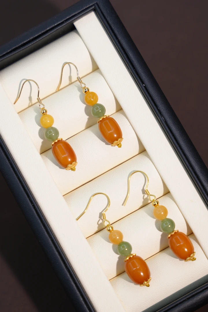 8-9+老蜡枣珠diy耳钩JWR2017911多样性发一件