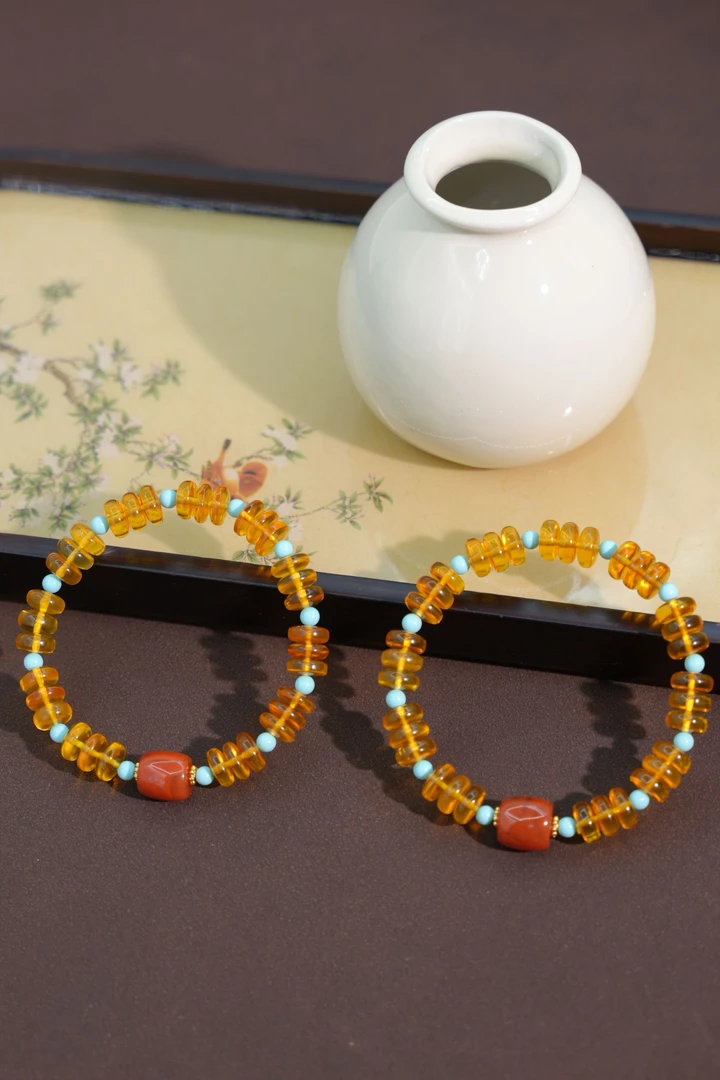 8mm金珀药片diy手串JLL1124908多样性发一件