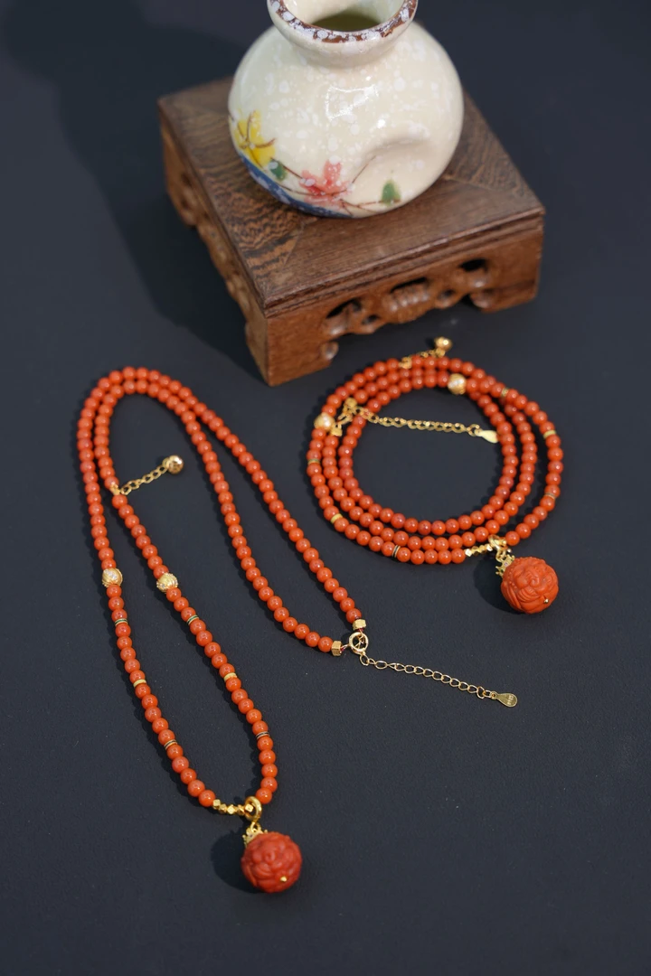 【元宝珠宝】13*3+南红象神保山圆珠项链YB4922903多样性发一件