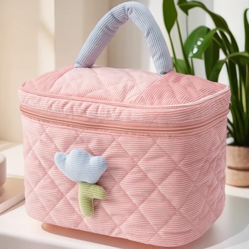 韩版ins灯芯绒化妆包可爱化妆包高颜值大容量化妆包便携收纳包