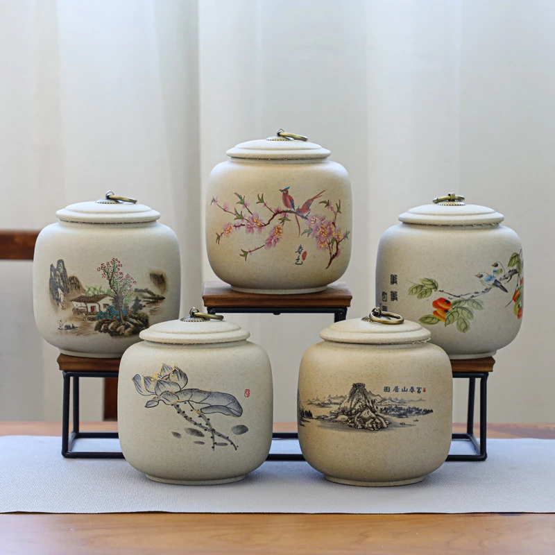 【宠粉茶叶罐】新款粗陶茶叶罐储存罐陶瓷日式防潮密封罐红茶绿茶