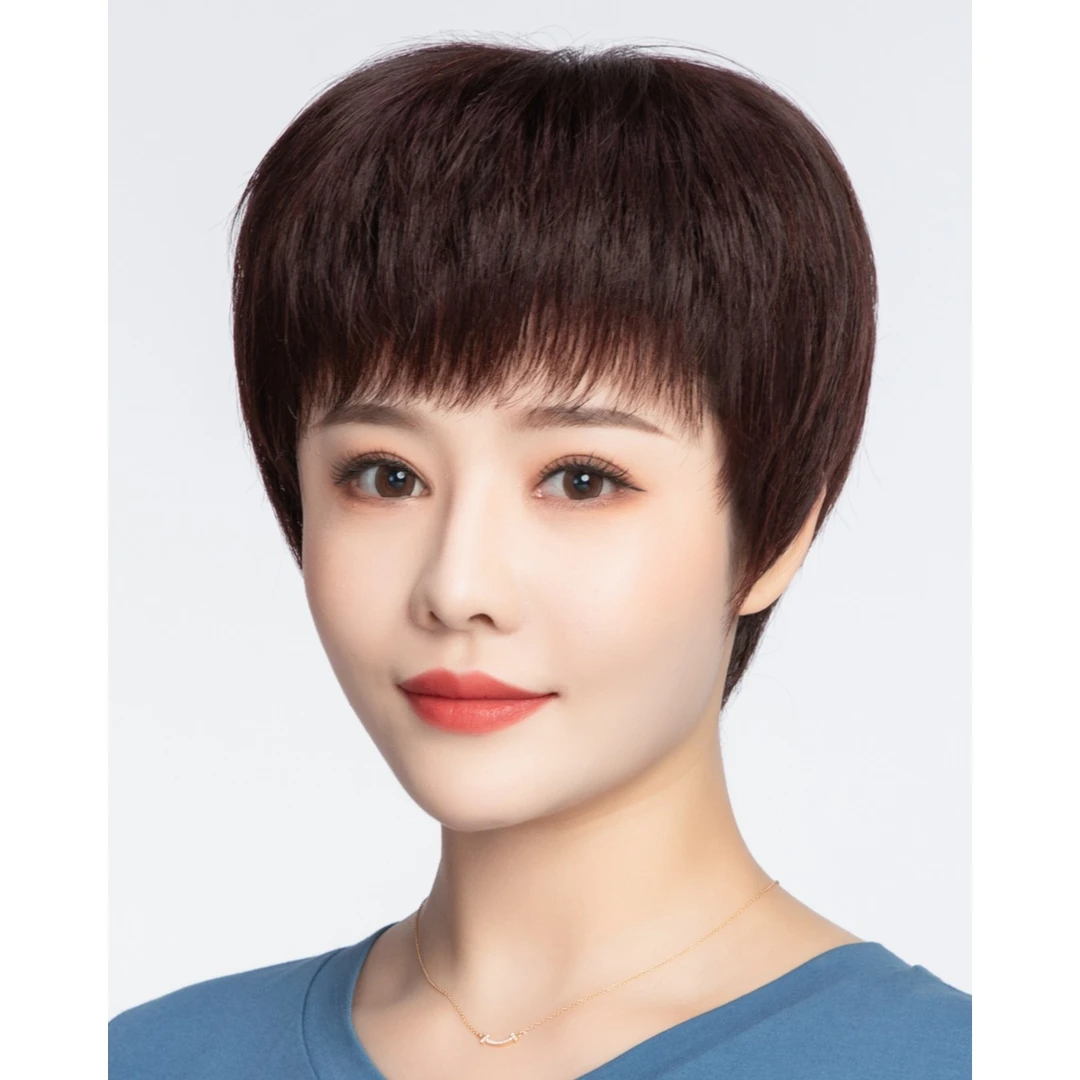 【买这款 夏天戴不热】假发女短真人发全头套中老年妈妈款假发自然