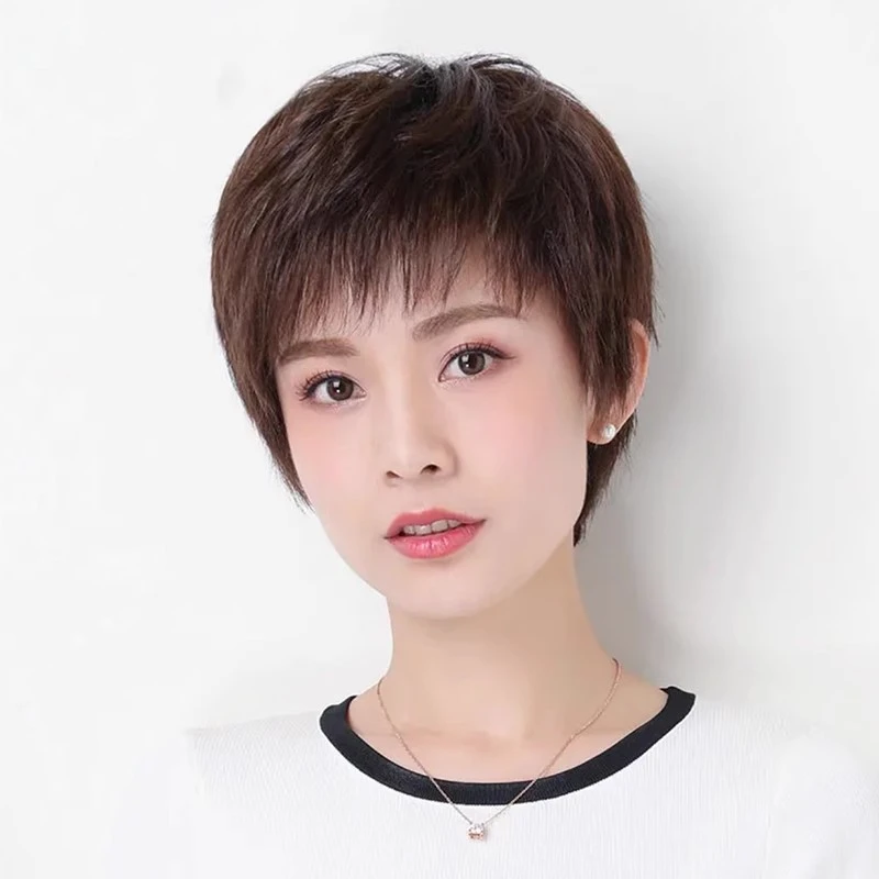 假发女佩戴全真人发全头套女士中老年妈妈发套自然轻薄透气夏季款
