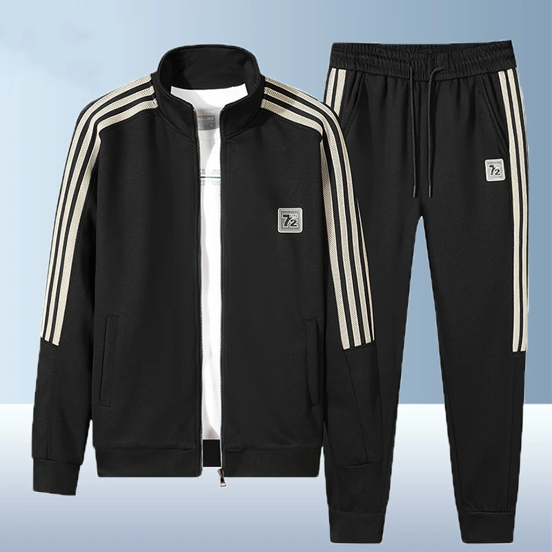 【两件套】男女同款运动套装秋冬时尚潮流休闲裤开衫立领外套两件装