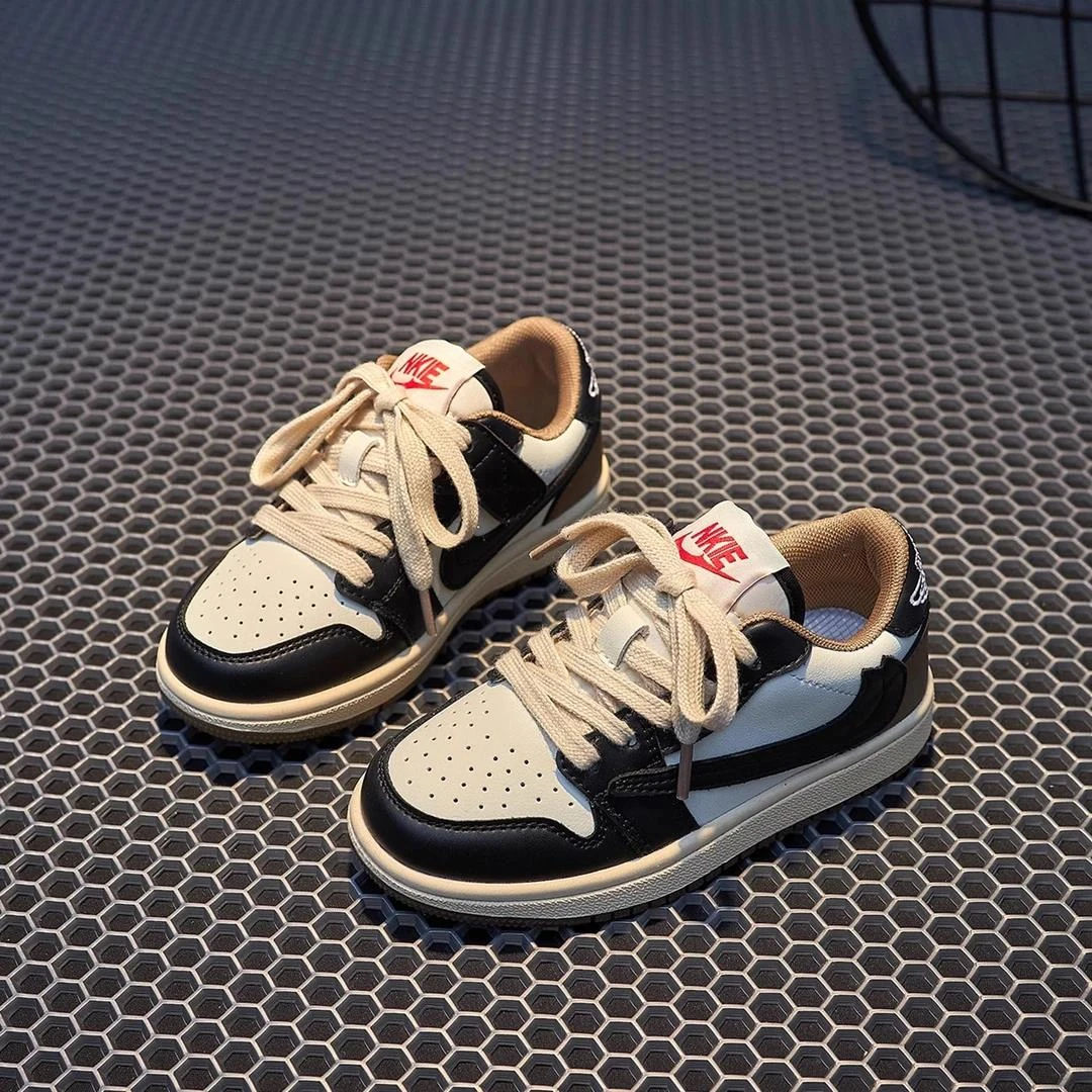 儿童aj低帮板鞋中大童熊猫运动鞋男童春季新款休闲鞋女童鞋3-18岁