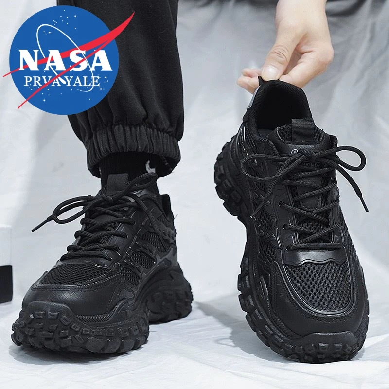 NASA联名男鞋夏季透气网面黑色休闲运动老爹鞋男士上班ins潮鞋