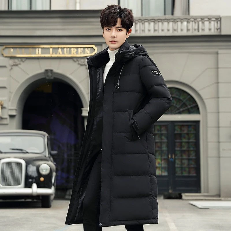 波司断码反季清仓羽绒服男士长款过膝加厚青少年韩版保暖白鸭绒外