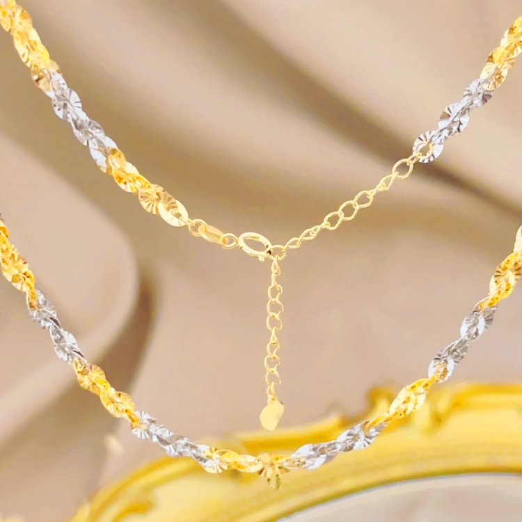 18K金双色波光粼粼爆闪链项链 G1929