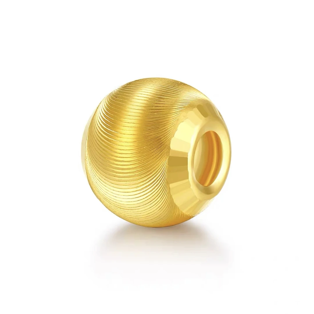 足金999精工5G猫眼金珠吊坠 卡10mm  G00317