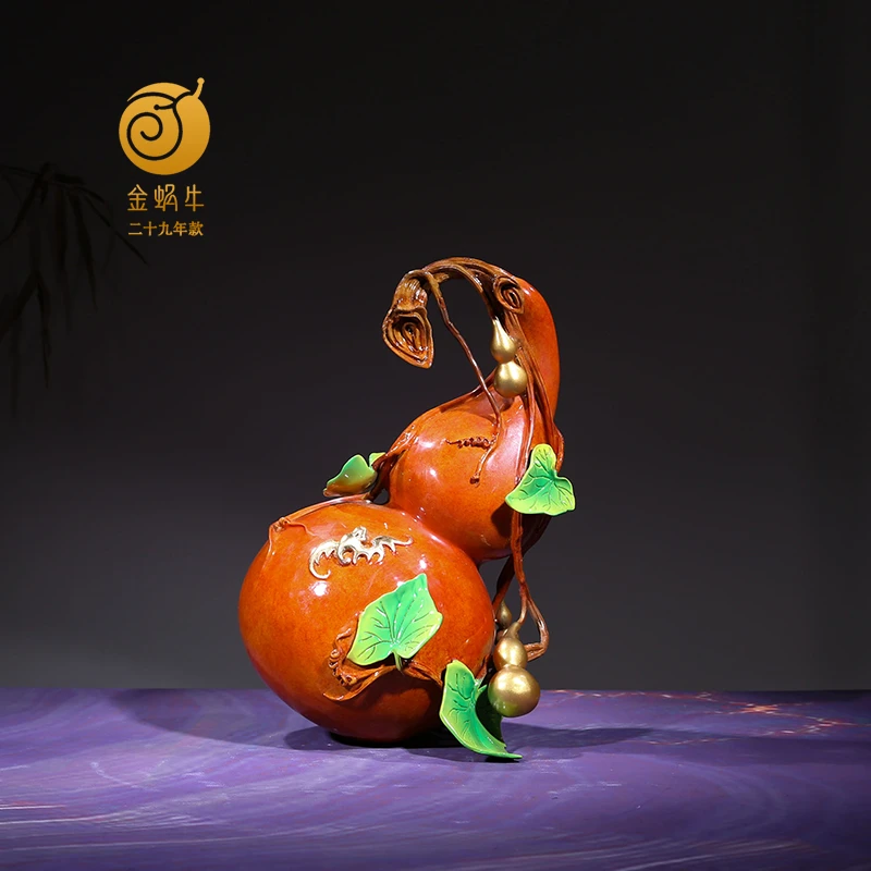 金蜗牛26#葫芦万代彩铜铜器居家玄关办公室书房摆件礼品铜工艺品