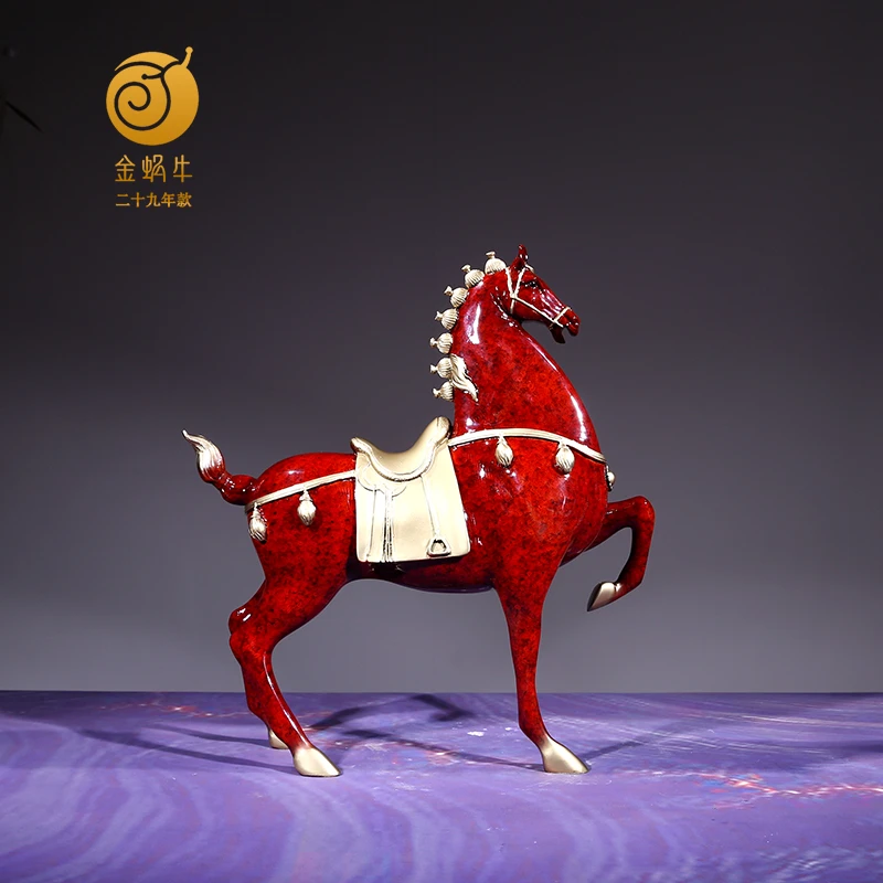 金蜗牛31#金戈铁马彩 铜器居家玄关办公室书房摆件礼品铜工艺品