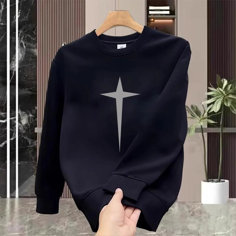 仓石一树秋冬加绒加厚男士卫衣潮牌潮流卡通印花套头百搭圆领上衣