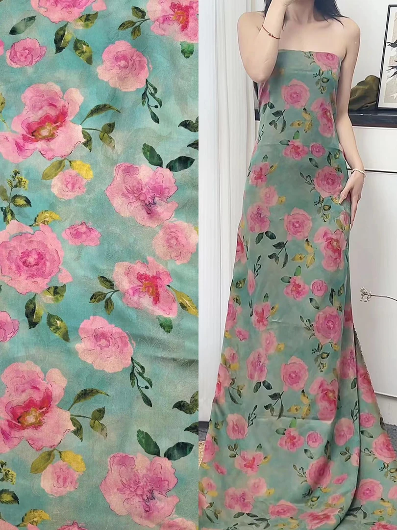 【冰海玫瑰】28姆米莨纱红云纱200/m现货发（无退换）